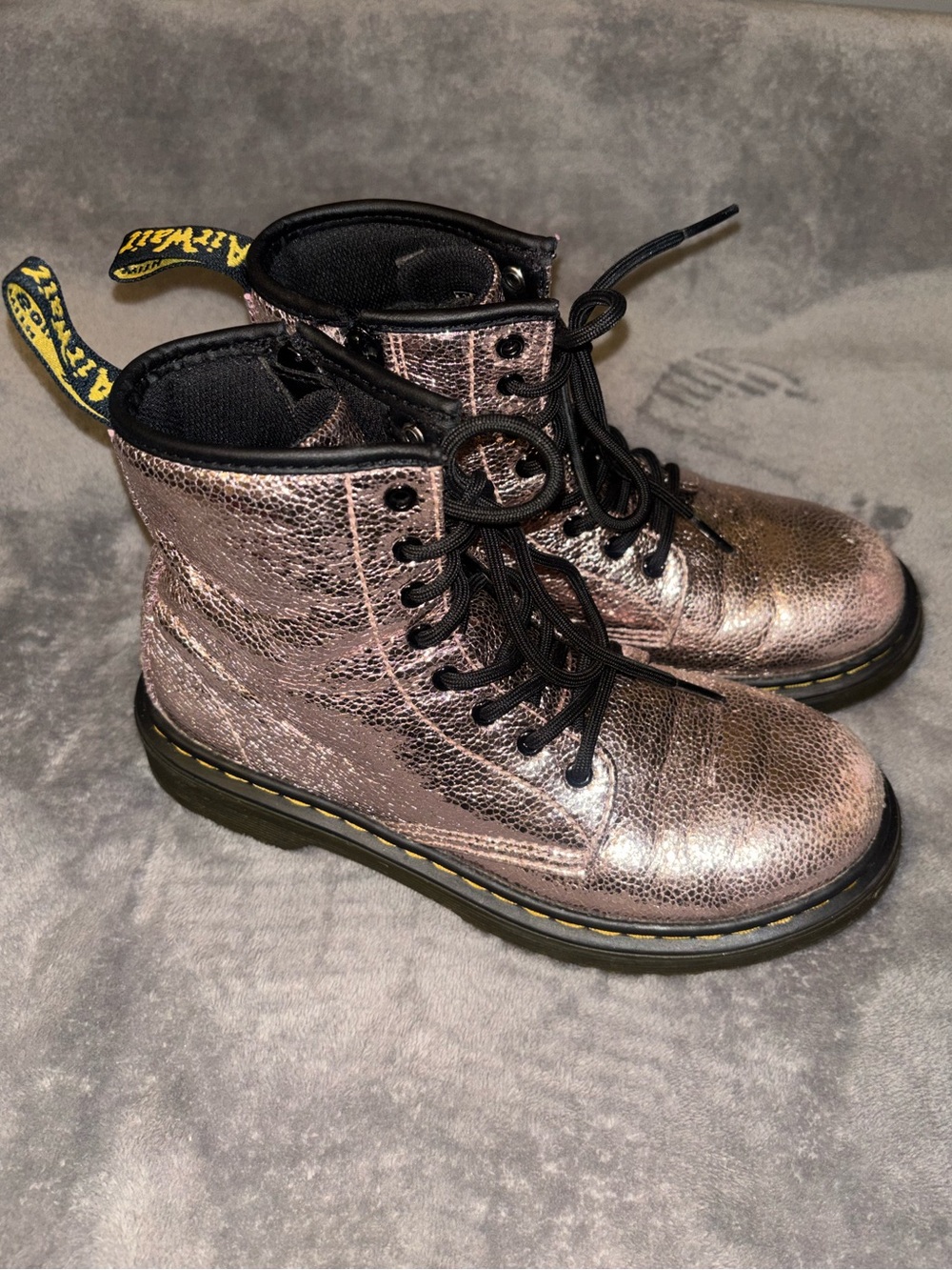 Dr. Martens Metallic Rose Combat Boots with Black Trim